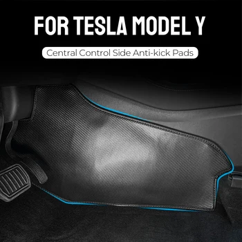 Apsauginis odinis kilimėlis Tesla Model Y apdailai Apdaila Anti Kick Pads Dilimui atspari automobilio centrinė valdymo pusė