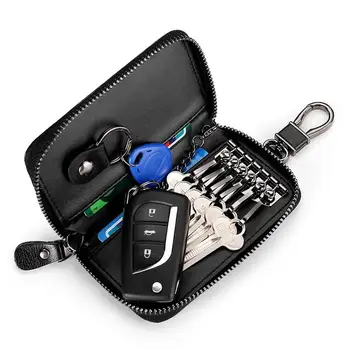 automobilinis raktas piniginės raktų tvarkytuvas PU odinis apsaugos nuo vagystės mini nešiojamas daugiafunkcis didelės talpos raktai kortelių laikymo dėklas užtrauktuku