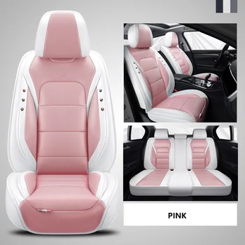 Automobilių aksesuarai Sėdynių užvalkalų komplektas Sedanui Visureigis Oda 5 sėdimos vietos Auto automobiliai Golfui 5 Bmw F10 Passat b8 Peugeot 206 Pink