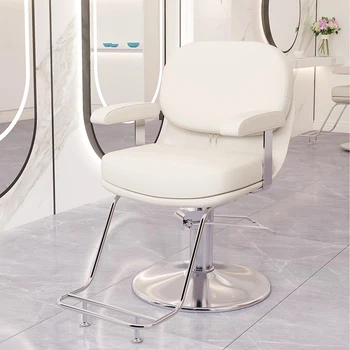 Baltos patogios kirpyklos kėdės Kosmetikos grožio kirpykla Makiažas Kirpyklos kėdės Stilistė Silla Barberia Prabangūs baldai