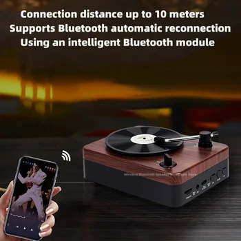 Caixa de som retro medinis Bluetooth garsiakalbis stalinis belaidis kūrybinis mažas garsiakalbis gramofono vinilo plokštelės garso sistema