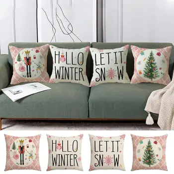 Christmas Throw Pagalvių užvalkalai Kvadratinis pagalvės užvalkalas Sofos sofos Įvairūs dizainai Kalėdos 2024 dekoracijos Mesti pagalvių užvalkalus