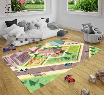City Town Sekti siuntą Funny Area Kilimėlis žaisliniams automobiliams vaikams vaikams 3D spausdintas kambario kilimėlis Kilimėlis Grindys Neslystantis didelis kilimas Namų dekoravimas -1