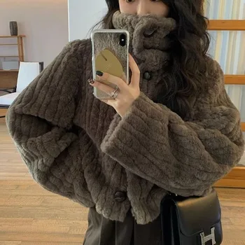 Deeptown žiemos korėjietiško stiliaus trumpa šilta striukė moteriškas paltas Vintage Chic ir elegantiškas gatvės drabužių drabužis Grunge Y2k estetinės viršūnės