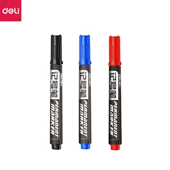Deli 2pc/Lot Permenent Markers Pen Set Waterproof маркеры Quick Dry 1.5MM Fine Point Marking for Paper Glass Fabric CD Tire DIY
