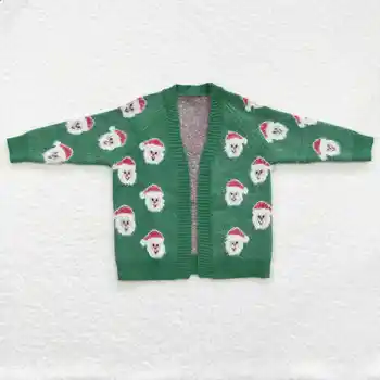 Didmeninė prekyba Drabužiai vaikams ilgomis rankovėmis Mergaitė Kalėdų senelis megztas megztas megztinis Megztinis Žalias megztinis Žieminis kūdikių mažylio paltas Kūdikio viršus
