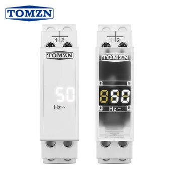 Din bėgis vienfazis dažnio matuoklis kintamosios srovės 0-99Hz mini modulinis vėžės indikatorius LED skaitmeninis ekranas 110V 230V TOMZN