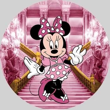 Disney Mickey ir Minės vakarėlio fono dekorai apvalus Pritaikytas fonas Vaikų gimtadienio dekoravimo reklamjuostė