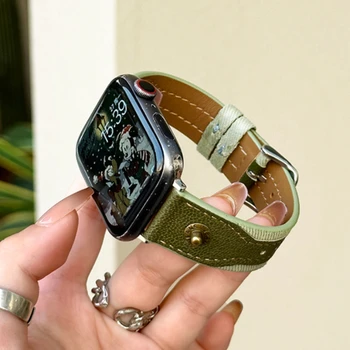 Džinsų kniedės odos juosta, skirta Apple Watch Ultra2 1 49mm 45mm 41mm džinsinės odos spalvą atitinkanti apyrankė, skirta iWatch9 4 5 6SE dirželis