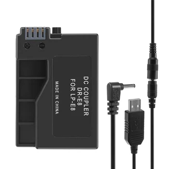 -E8 Manekeno baterija su nuolatinės srovės maitinimo bloku USB adapterio kabelio keitimas LP-E8 skirtas 550D 600D 650D 700D DSLR fotoaparatams