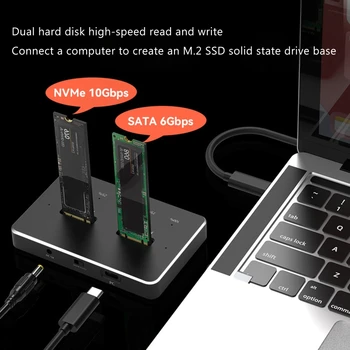 for .2 NVMe/Sata USB 3.1 Hard Disk Enclosure Dual Bay Disk Base Itin Fast Duplicator korpusas skirtas 2242-60-80-22