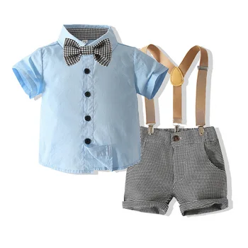 Gražūs vaikiški drabužiai 1-6 metų berniukams Vasara 2vnt Palaidinė trumpomis rankovėmis+Šortai Kostiumas Kūdikis Spausdinti berniukų drabužių komplektai