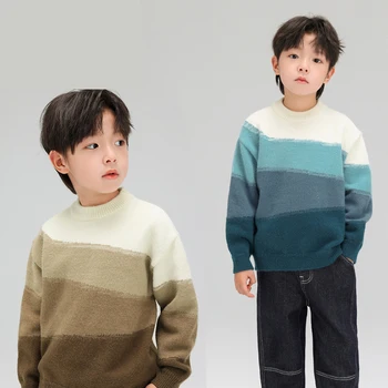 IENENS Teen Boy šiltas megztinis Megztiniai Aukštos kokybės vaikiški megztiniai O-kaklo megztiniai Vaikų drabužiai Rudens berniukų mezgimo viršūnės 4-13Y