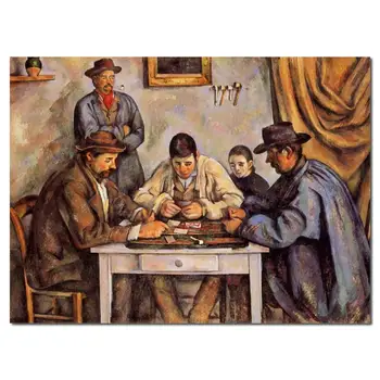 impresionistų portretinės drobės menas Kortų žaidėjai Paul Cezanne Tapyba Rankų darbo Moddern meno kūriniai Svetainės baras Sienų dekoras