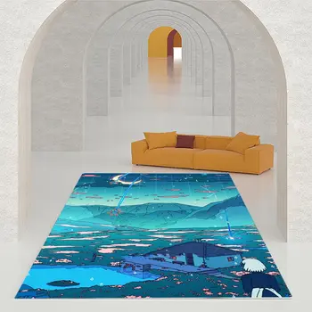 Japonų anime nakties scenos kilimėliai Vaikų žaidimų grindų kilimėlis Super spausdinimo kilimai Modernus namų svetainės dekoras Plaunamas grindų kilimėlis