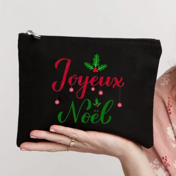 Joyeux Noël makiažas Moteriškos kosmetikos krepšys Kalėdų senelio organizatorius Mielas animacinis filmas Piniginė Rankinės Poliesteris Medvilnė Ekologiškas laikymo krepšys