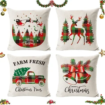 Kalėdinis pagalvės užvalkalas, namų dekoras, sofa Kalėdų dekoravimo pagalvė, lininės pagalvėlės užvalkalas svetainei, miegamajam, sodui, automobiliui