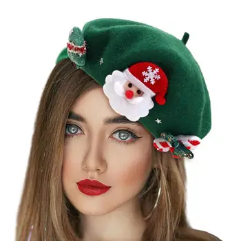 Kalėdų beretės kepurės pupelės Skrybėlės Kalėdų eglutė Santa vilnos beretės kepurė Beretės kepurės Miela Kalėdų eglutė Santa Barrette skrybėlė