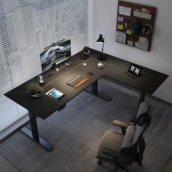 Kampinis kėlimo stalas L formos kampinis odinis kompiuterio stalas, esporto stalas, dvivietis stalas, medžio masyvo biuras ir studijų stalas