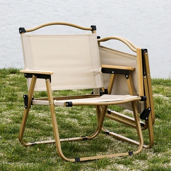 Kempingo kėdė Lauko nešiojama turistinė kėdė 캠핑의자 Anglinis plienas Medžio grūdai Sulankstoma kėdė Paplūdimio įranga Kermit Travel Fishing