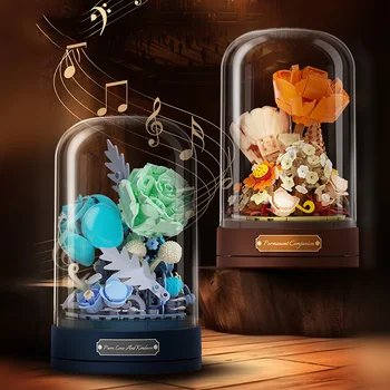 Kūrybinės kaladėlės Amžinos gėlės Romantiška muzikos dėžutė su dulkių viršeliu Statybinis blokas Madingų žaislų kolekcija mergaitėms Dovanos