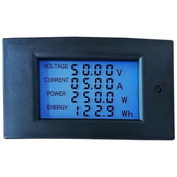 LCD ekranas Skaitmeninė srovės įtampa Saulės energijos skaitiklis Multimetras Ampermetras Voltmetras Vatmetras Elektros skydo matuoklis .
