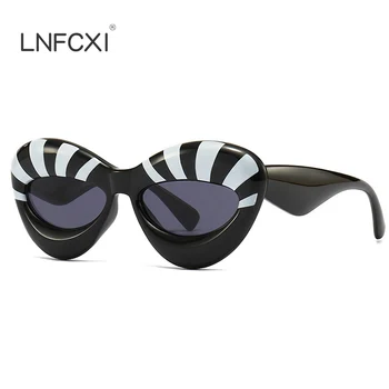 LNFCXI Nauji katės akių akiniai nuo saulės Moterų prekės ženklo dizainas Retro spalvingas mados vakarėlis Akiniai nuo saulės Moteriški seksualūs akiniai Unisex UV400