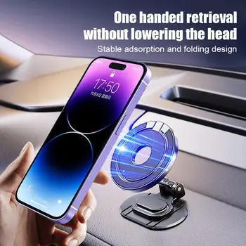 Magnetinis telefono laikiklis automobilio stove Magnetas Mobiliojo telefono laikiklis Automobilio magnetinis laikiklis 360 laipsnių pasukimas Sulankstomas automobilinis telefono laikiklis