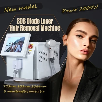 max 2000W 808nm diodinė lazerinė depiliacijos įranga Ledo lazerio plaukų šalinimo aparatas salono odos atjauninimui