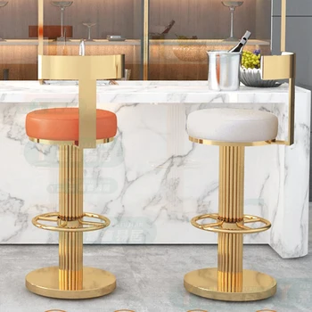 Metal Home High Bar kėdės Bankai Kitchen Accent Swivel Nordic Bar Smarkets Designer Ergonomic Taburetes de Bar Furniture WZ