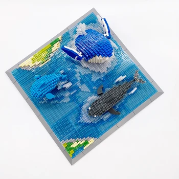 Mini Deimantiniai blokai Kaladėlės Konstravimo žaislai vaikams Ryklys Delfinas Banginis Žuvis Ledo jūros upės modelis Gyvūnų pasaulis be dėžutės