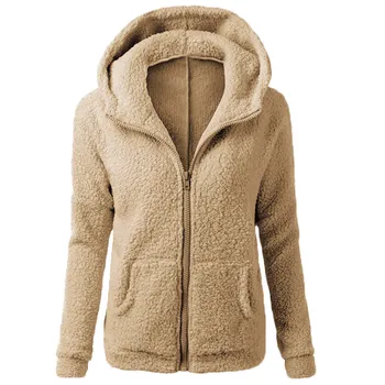 Minkštas žieminis moteriškas paltas su gobtuvu Korėjietiškas šiltas švarkas Mada Naujas storas užtrauktukas Rudens moterų vilnos striukė Coat куртка женская