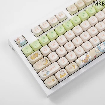 MOA Space Rabbit KeyCap Custom Dye-Sublimation Keyboard Keycaps for 60% 65% 70% 75% 100% Cherry Gateron MX jungikliai