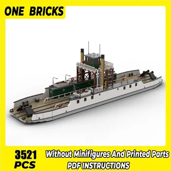 Moc Building Bricks Boat Model Railroad Ferry Transport Vessel Technology Modular Blocks Gift Christmas Toy DIY Set Assembly