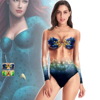 Moterys Undinėlė Kaukolė 3D skaitmeninis spausdinimas Vientisas maudymosi kostiumėlis Suaugusieji Merginos Anime Plaukimo vakarėlis Cosplay kostiumai Maudymosi kostiumėliai Smėlinukas