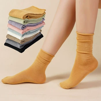 Motinystės gimdymo kojinės Nauja mada Spalvingos medvilninės kojinės Korėjietiško stiliaus komfortas Ilgos elastingos kvėpuojančios kojinės moterims