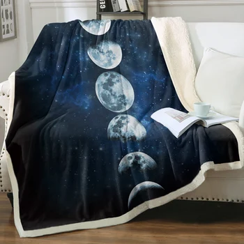 Mėnulio užtemimo metimo antklodė Spausdinta antklodė Super minkšta šerpų antklodė sofos lovai