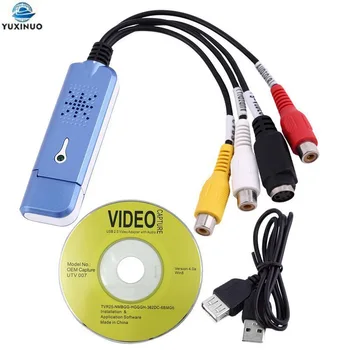Naujas nešiojamas USB 2.0 Easycap 4 kanalų vaizdo garso fiksavimo plokštės adapteris VHS DC60 DVD keitiklis Kompozitinis RCA mėlynas dropship