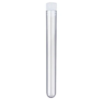 NEW-1000Pcs skaidrus plastikinis mėgintuvėlis su dangteliu 12X100mm U formos dugnas Ilgas skaidrus mėgintuvėlis Laboratoriniai reikmenys