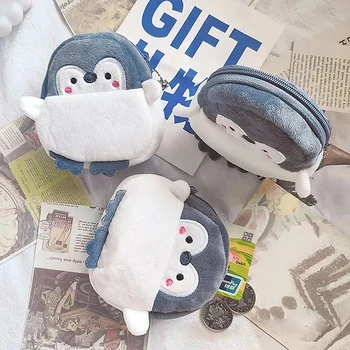 New Kawaii Anime Plush Penguin Monetų piniginės Vyrai Moterys Korėjos mados mini mielas užtrauktukas Monetų piniginė Berniukas Mergaitė Krepšys
