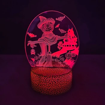 Nighdn Helovino dekoravimas Akrilinė naktinė lempa Moliūgas Ragana Naktinė lemputė LED lempa Naktinis staliukas Vaiduoklių festivalio namų kambario dekoras
