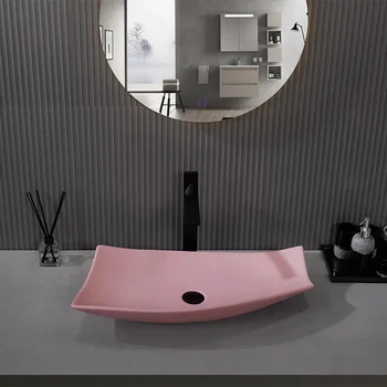 Nordic Personality Specialios formos stalviršio baseino praustuvo praustuvas Paprastas tualeto praustuvas Rožinė