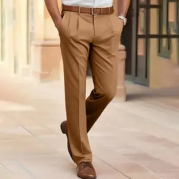 Oficialios kelnės Aukščiausios kokybės vyriškos plonos prigludusios kostiuminės kelnės Klasikinės vienspalvės vidutinio aukščio tiesios kojos Kelnės verslo biurui
