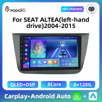 Podofo Automobilinis radijas SEAT ALTEA 2004-2016(kairės pusės pavara) 2 Din Android radijas GPS navigacijos pagrindinis blokas Stereo Autoradio Auto