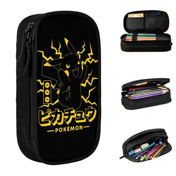 Pokemon Pikachu Žaibo pieštukų dėklai Fashion Pen Bag Student Large Storage Students School Gift Pencilcases