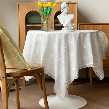 prancūziško stiliaus romantiškas stalo audinys Sodo balta staltiesė vestuvių dekoravimo stalas dangtis valgomojo stalo komplektas dekoravimo estetika
