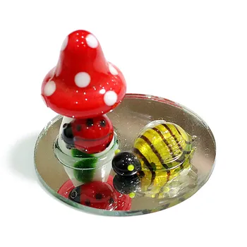 Rankų darbo stiklo grybų meno figūrėlės su mielomis katytėmis Bitės mini vabzdžiai Gyvūnų ornamentas Kūrybiniai namų darbalaukio dekoro priedai