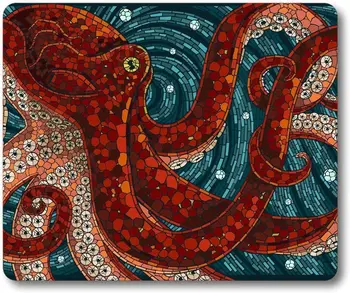 Raudonasis aštuonkojis pelės kilimėlis Aštuonkojis vandenynuose Pritaikytas stačiakampis neslystantis guminis pelės kilimėlis Žaidimų pelės kilimėlis