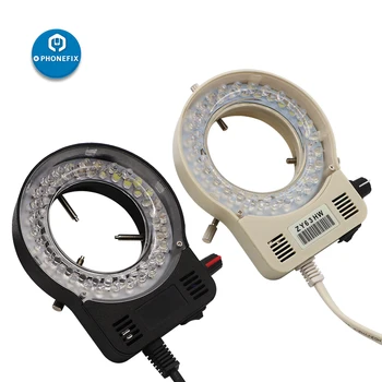 Reguliuojama 56 LED žiedinės šviesos šviestuvo lempa pramoniniam stereo trinokuliniam mikroskopui Vaizdo kamera LED apskritimo šviesa 110V 220V