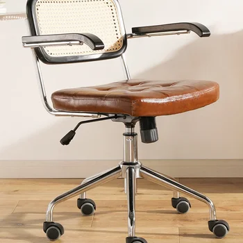 Rotango biuro kėdė Japoniška retro kėdė kompiuterio kėdė namų studijų stalo keltuvas tinklas raudonas dizainerio pasukamas